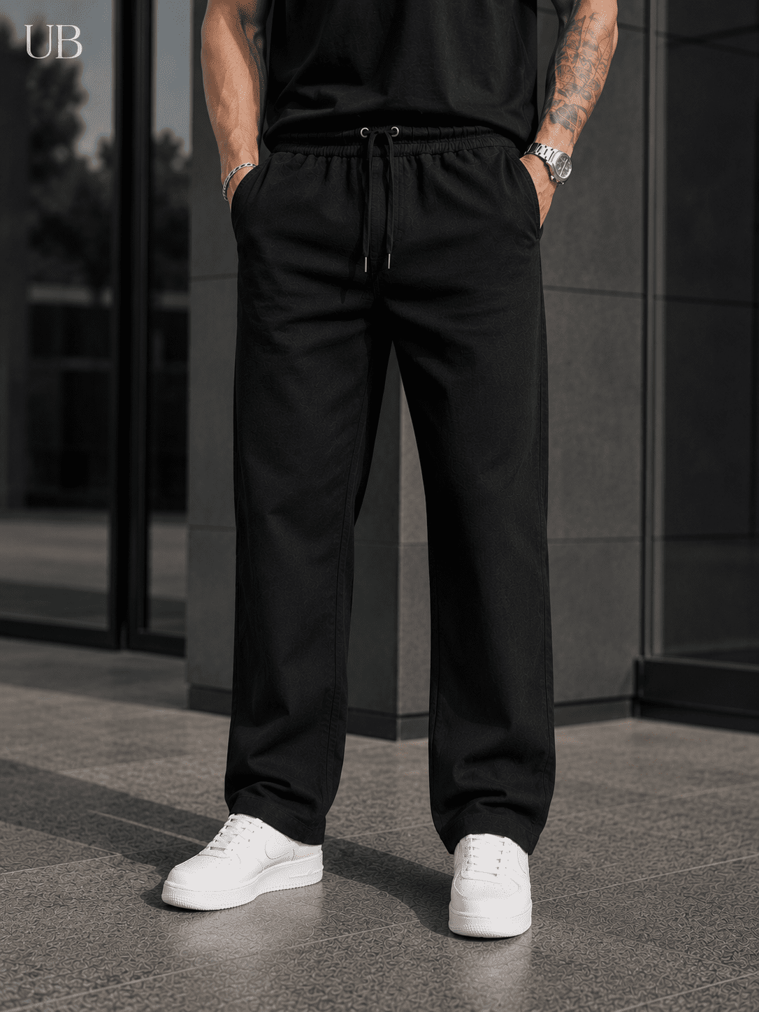 Relaxed Drawstring Linen Trousers – Black gallery.thumbnail 2