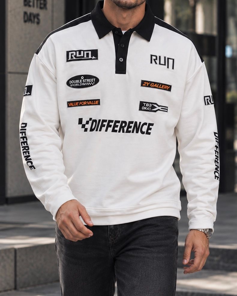 GRAPHIC LONG-SLEEVE RUGBY POLO – WHITE  gallery.thumbnail 2