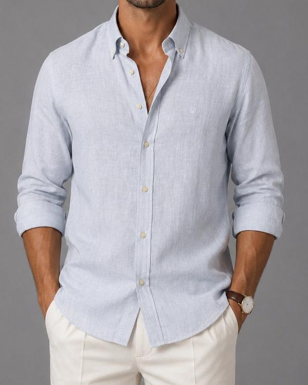 Linen Button-Down Shirt – Sky Blue
