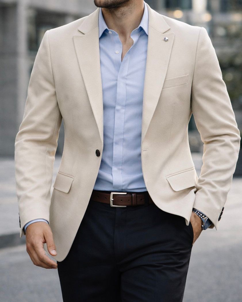 Refined Tailored Blazer – Beige gallery.thumbnail 2