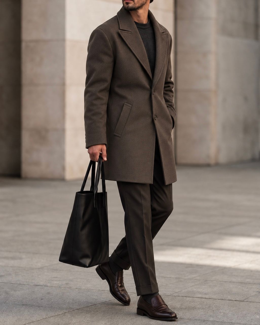 Brown Single-Breasted Tailored Coat gallery.thumbnail 3