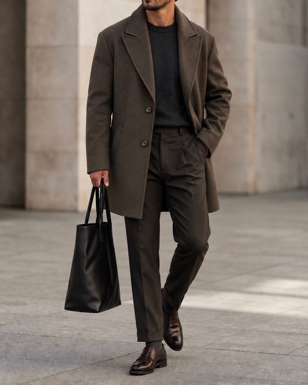 Brown Single-Breasted Tailored Coat gallery.thumbnail 2