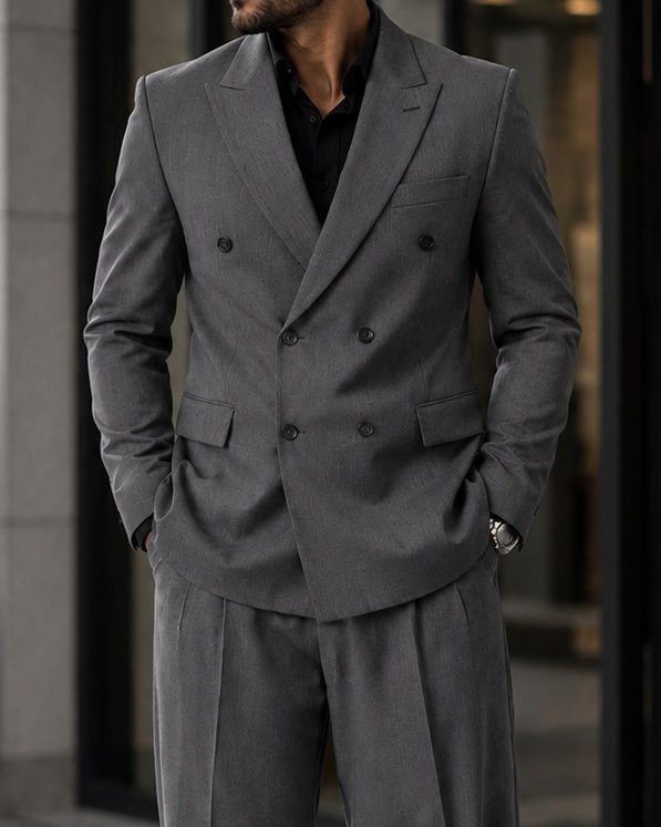 Double-Breasted Relaxed Suit – Grey gallery.thumbnail 4