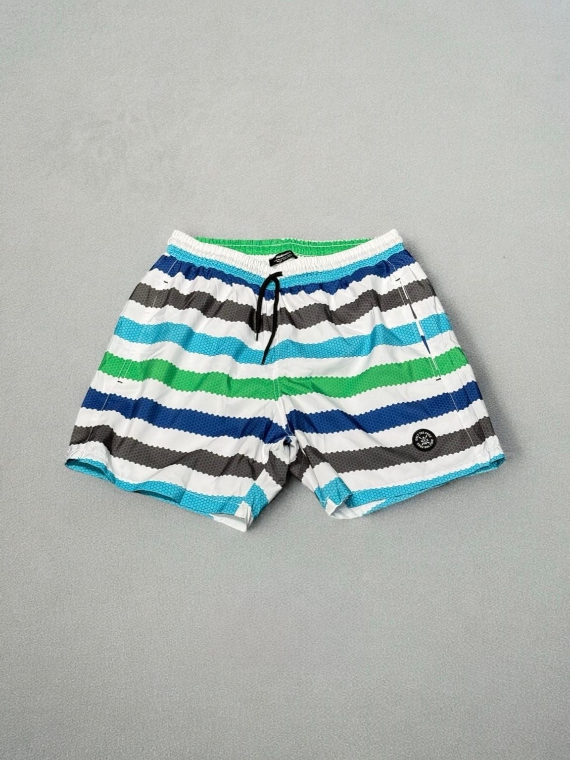 Striped Swimming Shorts – Green/Blue/Black gallery.thumbnail 1