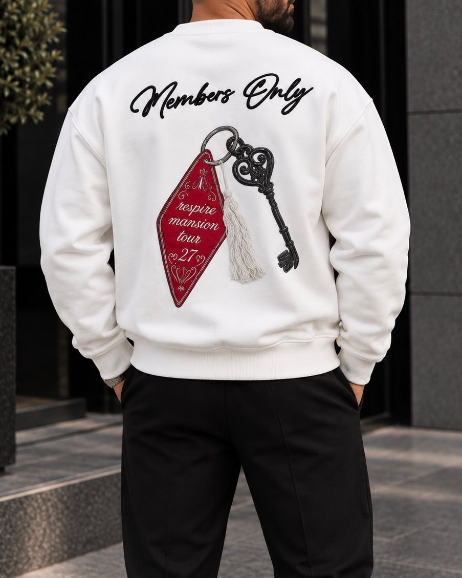 White Members Only Graphic Sweatshirt gallery.thumbnail 2