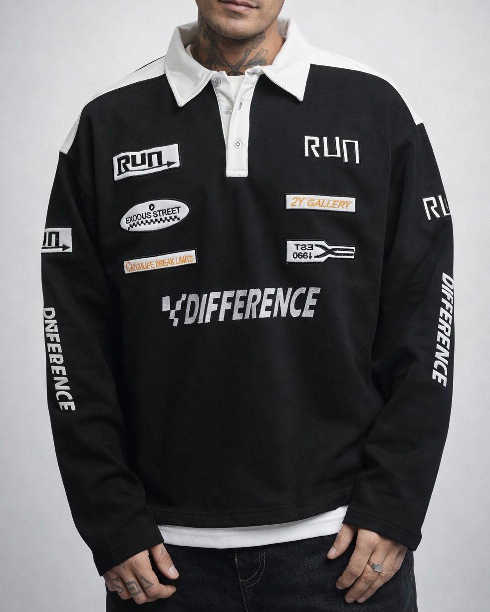 Difference Graphic Polo Sweatshirt – Black 1