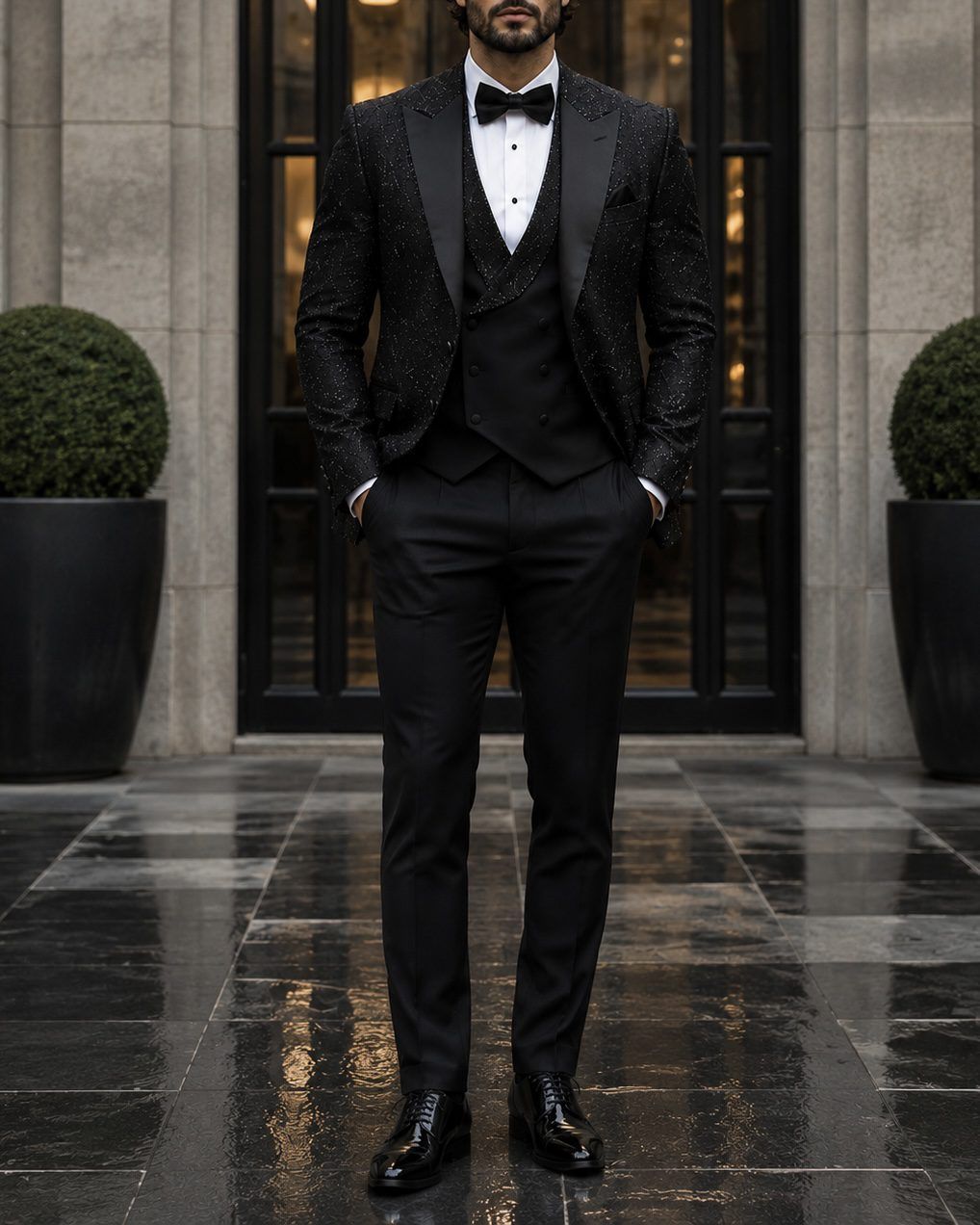Black Glitter 3-Piece Tuxedo 1