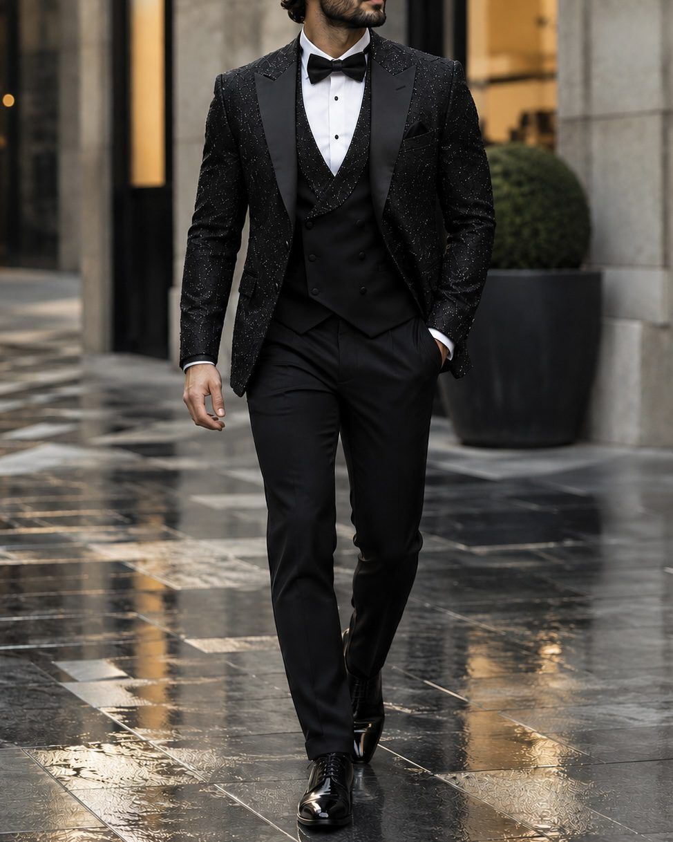 Black Glitter 3-Piece Tuxedo 2