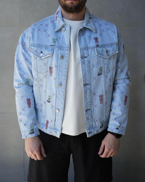 Light Wash Printed Denim Jacket