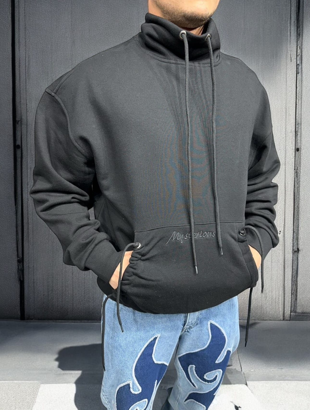 Black High-Neck Hoodie gallery.thumbnail 1