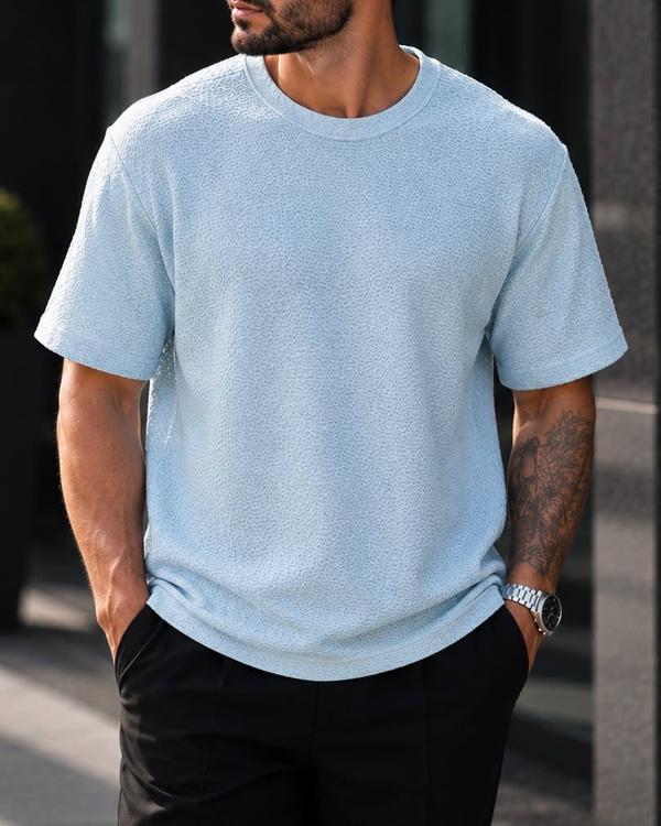 Textured Oversized T-Shirt – Ice Blue