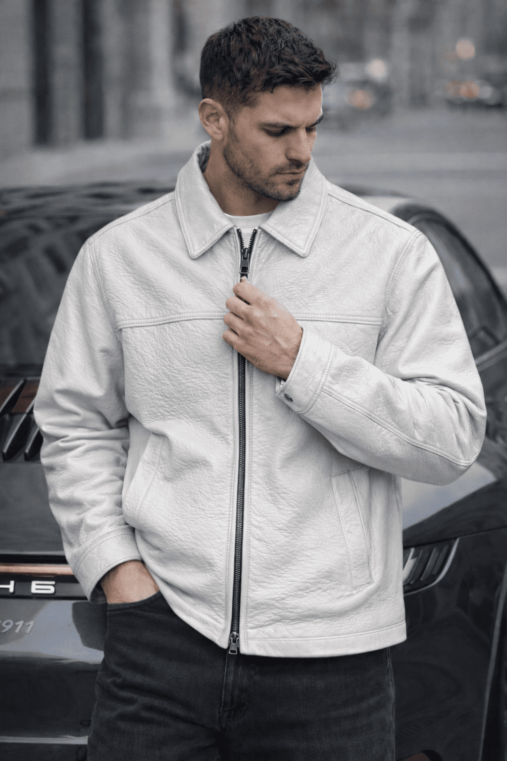 Urban Essential Faux Leather Jacket – Milk White gallery.thumbnail 2