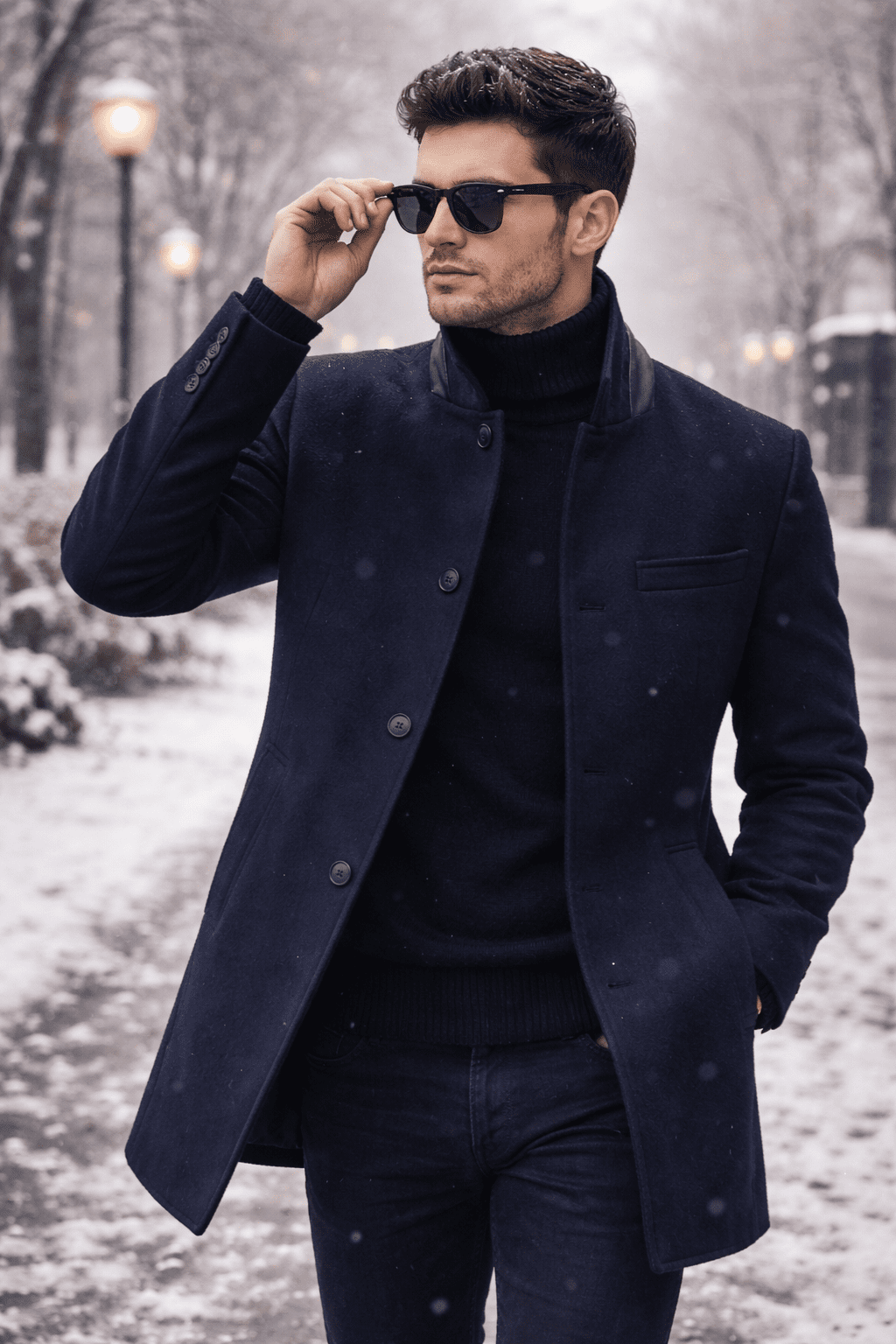 Modern Winter Coat – Deep Navy gallery.thumbnail 2
