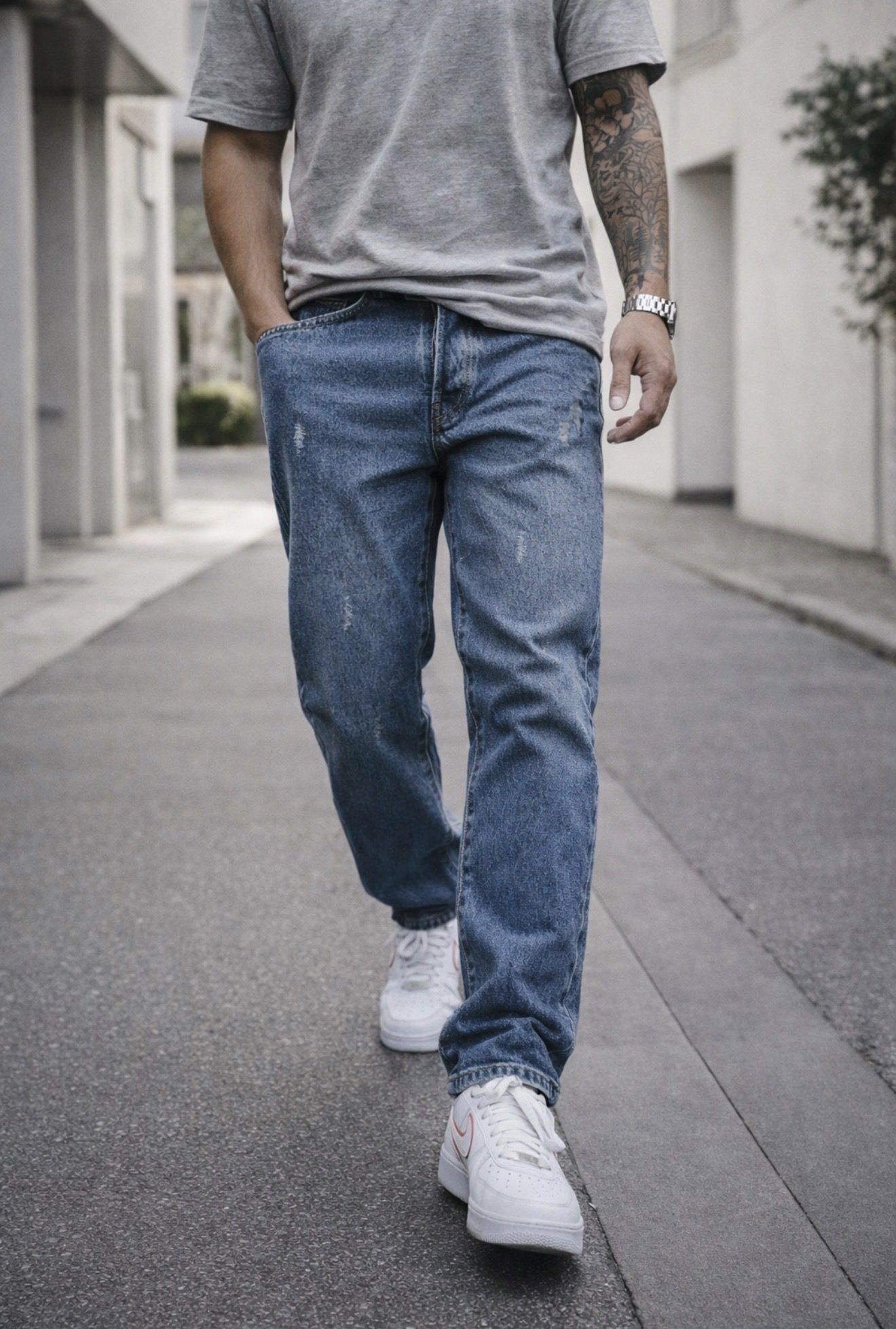 Relaxed Fit Distressed Blue Denim Jeans gallery.thumbnail 1