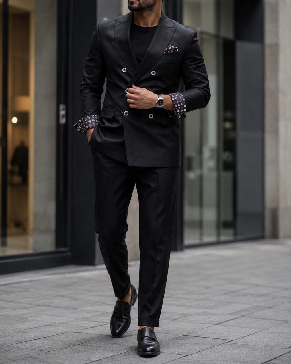 Black Double Breasted Suit gallery.thumbnail 2