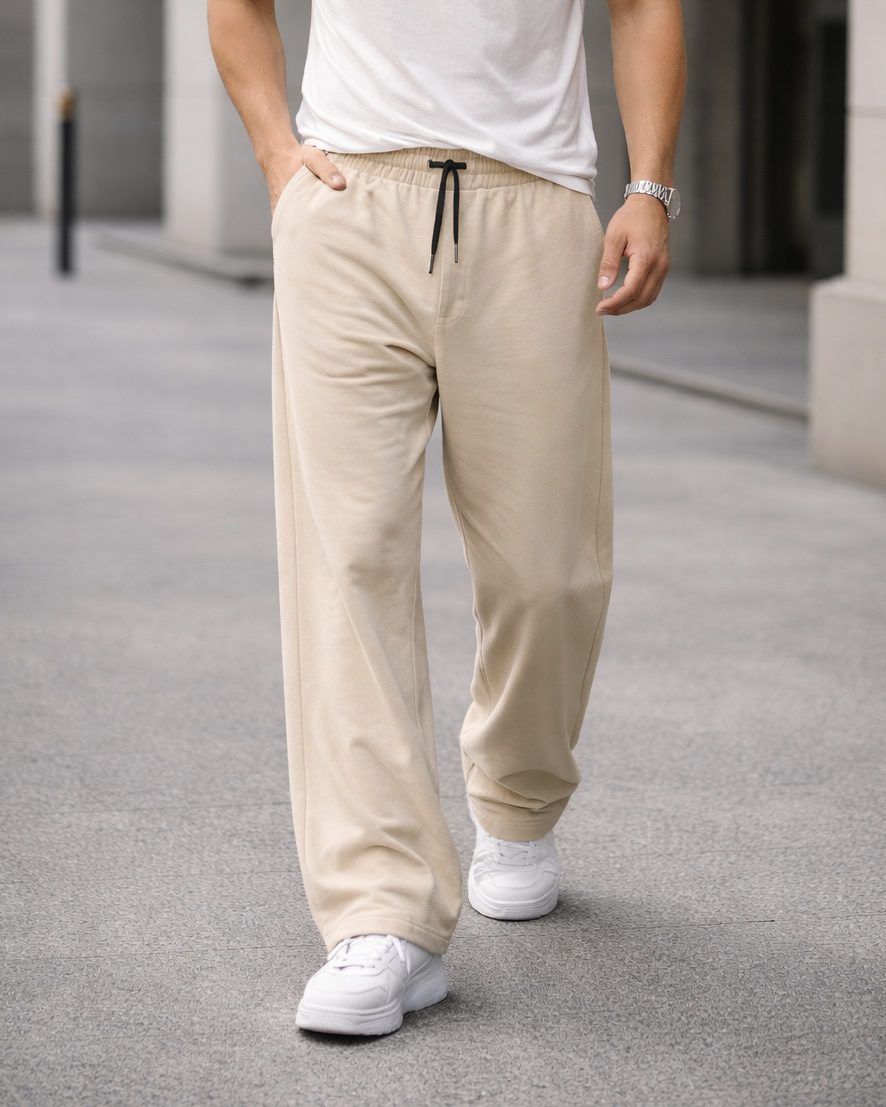 Beige Baggy Sweatpants 1
