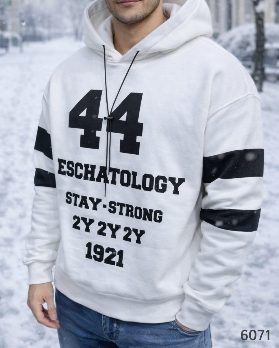 Oversized Silhouette Hoodie – White & Black 1