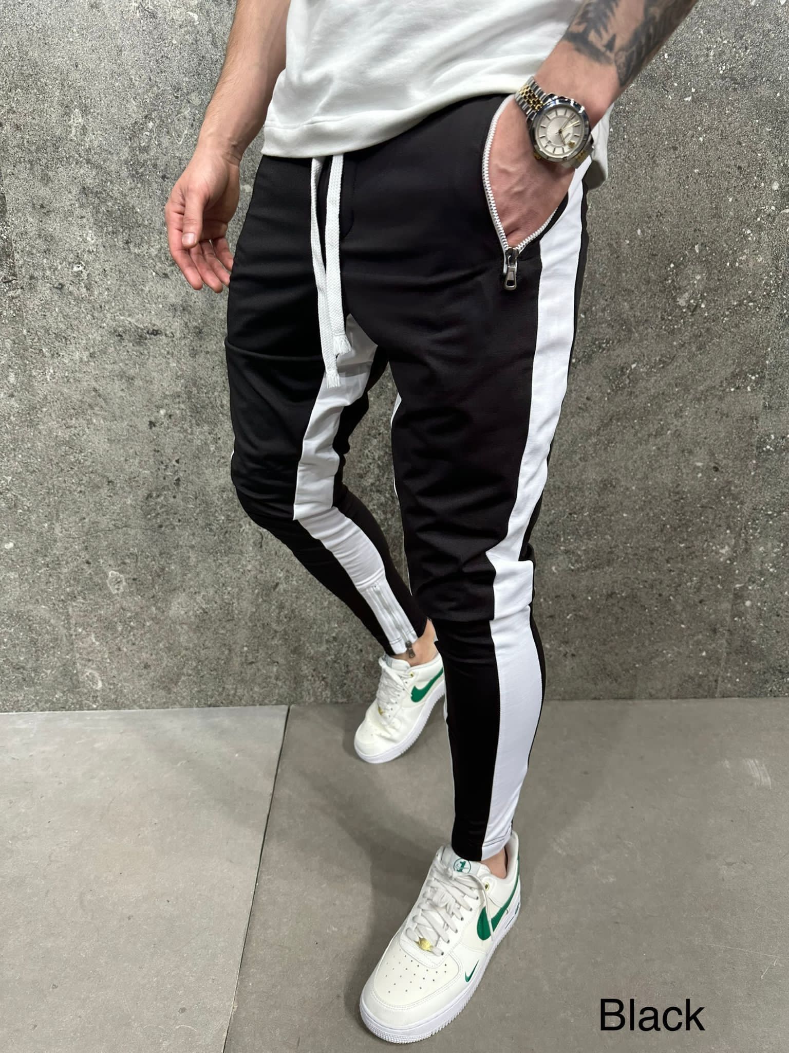 Black Side Panel Zip Joggers gallery.thumbnail 2