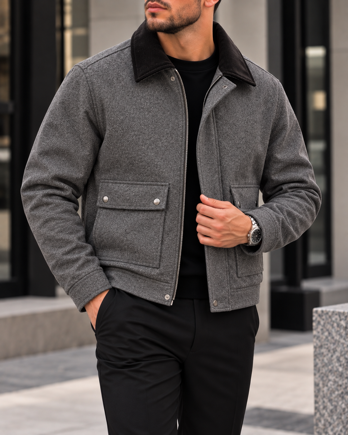 Grey Collar Jacket 2