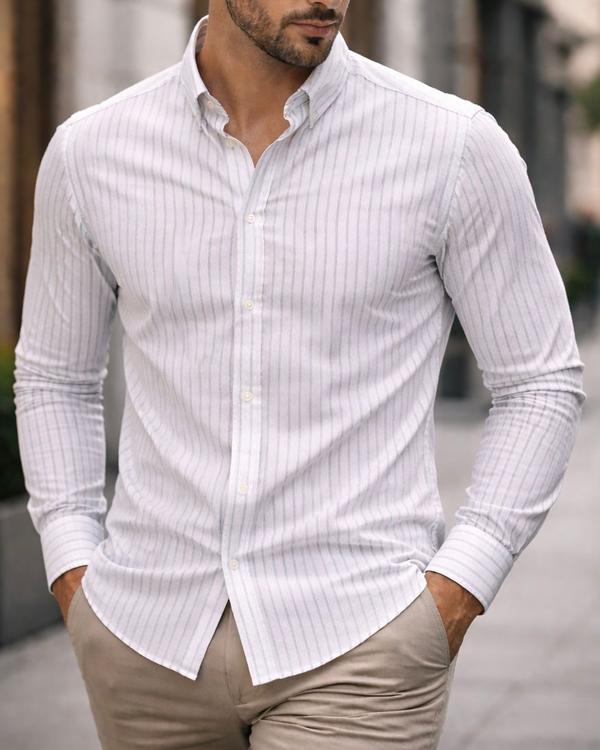 Classic Texture Stripe Shirt – White