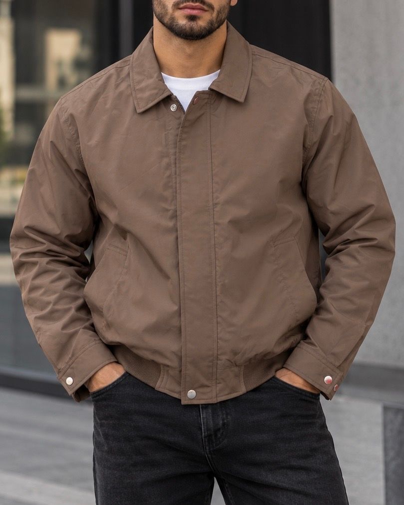 Taupe Lightweight Snap Jacket gallery.thumbnail 1
