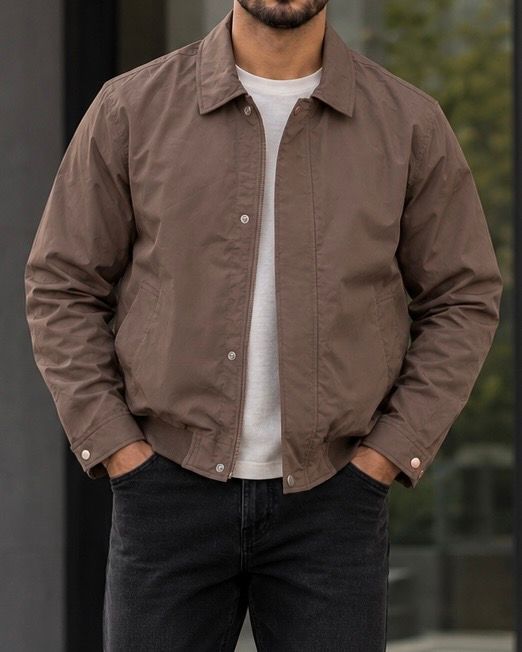 Taupe Lightweight Snap Jacket gallery.thumbnail 2