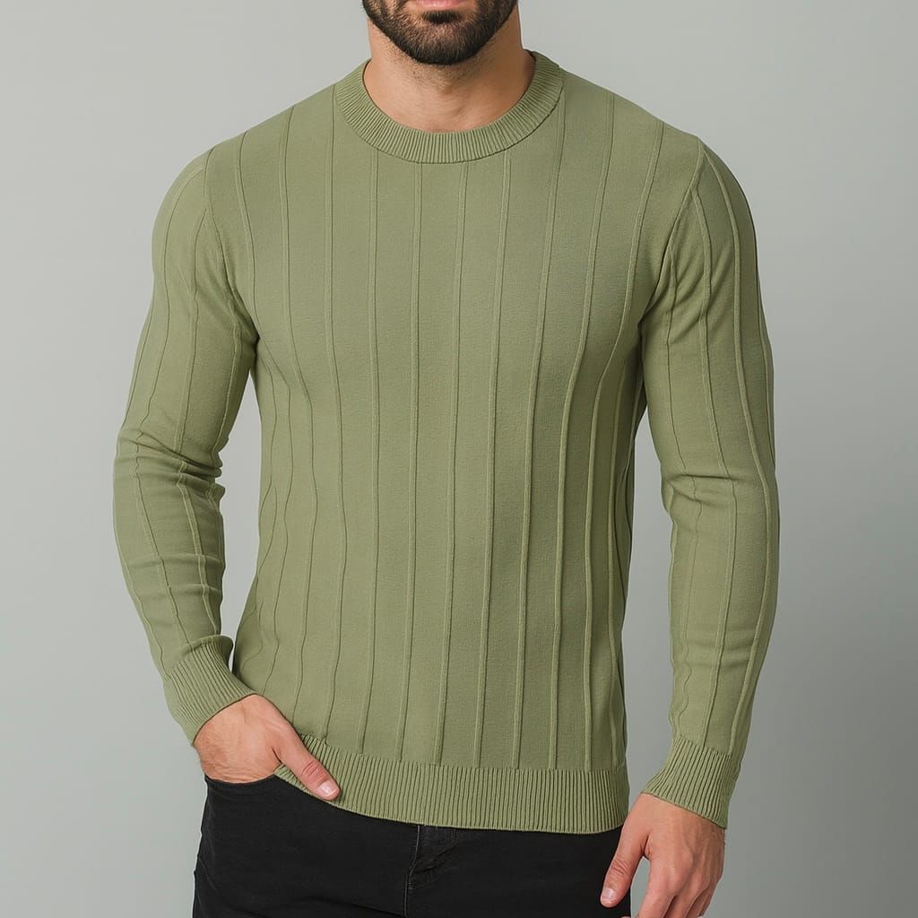 Olive Ribbed Knit Sweater gallery.thumbnail 1