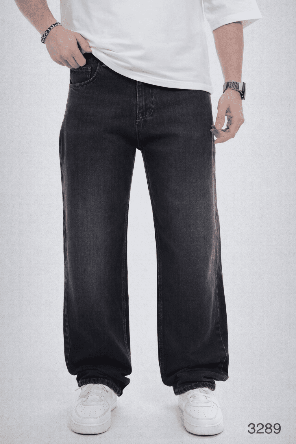 Essential Straight Denim Jeans – Washed Black gallery.thumbnail 1