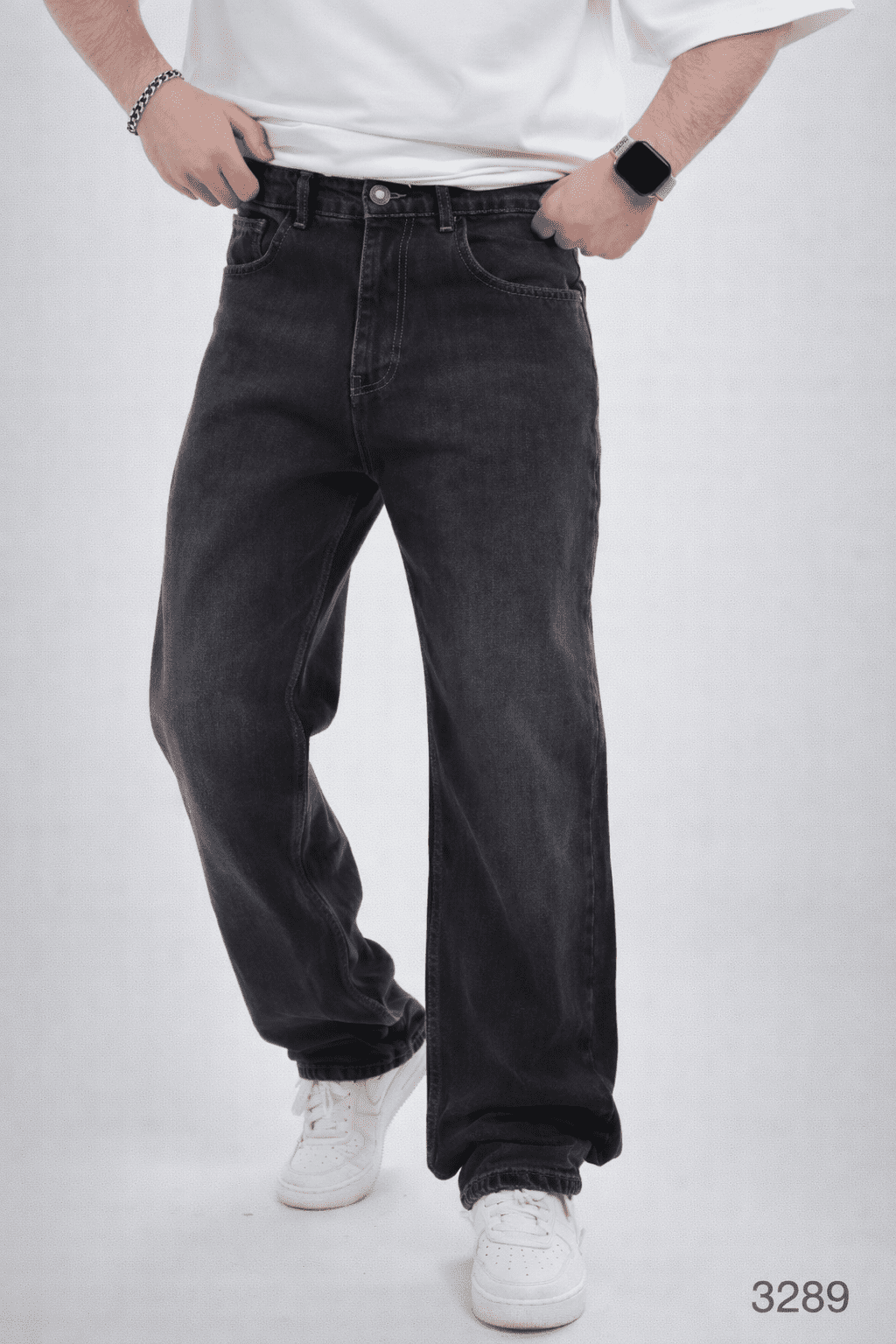 Essential Straight Denim Jeans – Washed Black gallery.thumbnail 2
