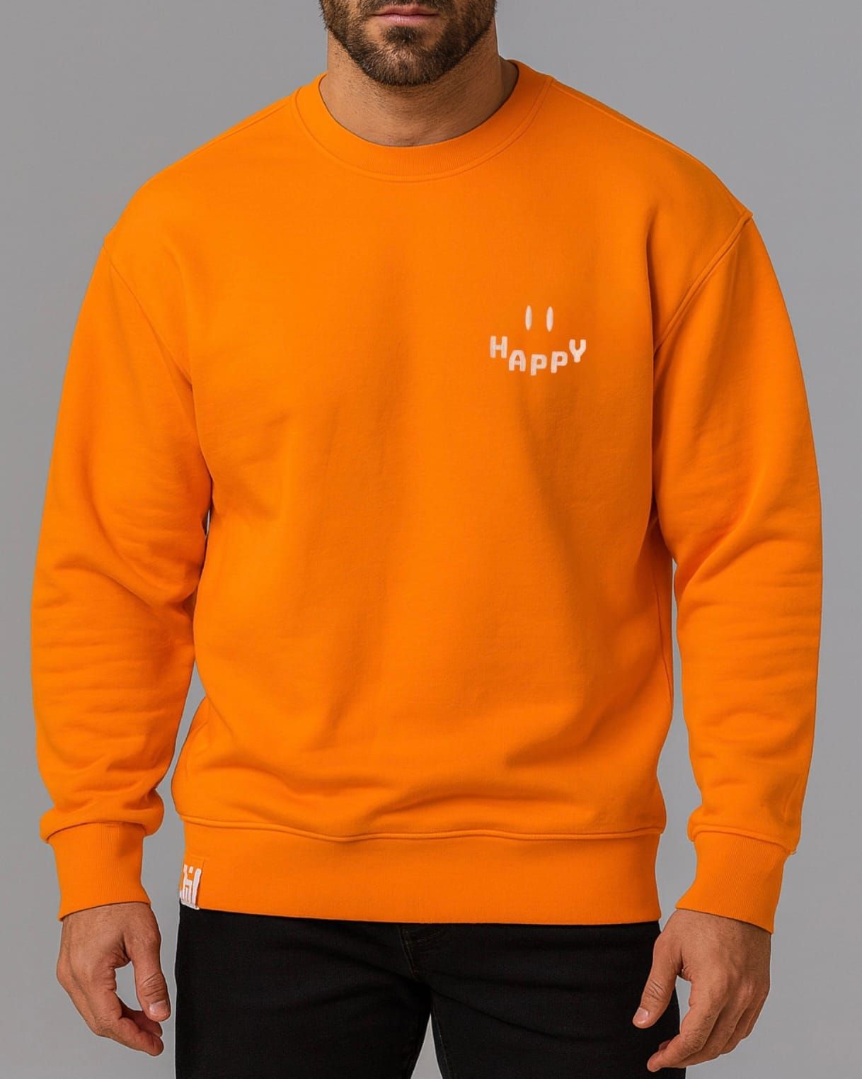 HAPPY GRAPHIC SWEATSHIRT – ORANGE gallery.thumbnail 1