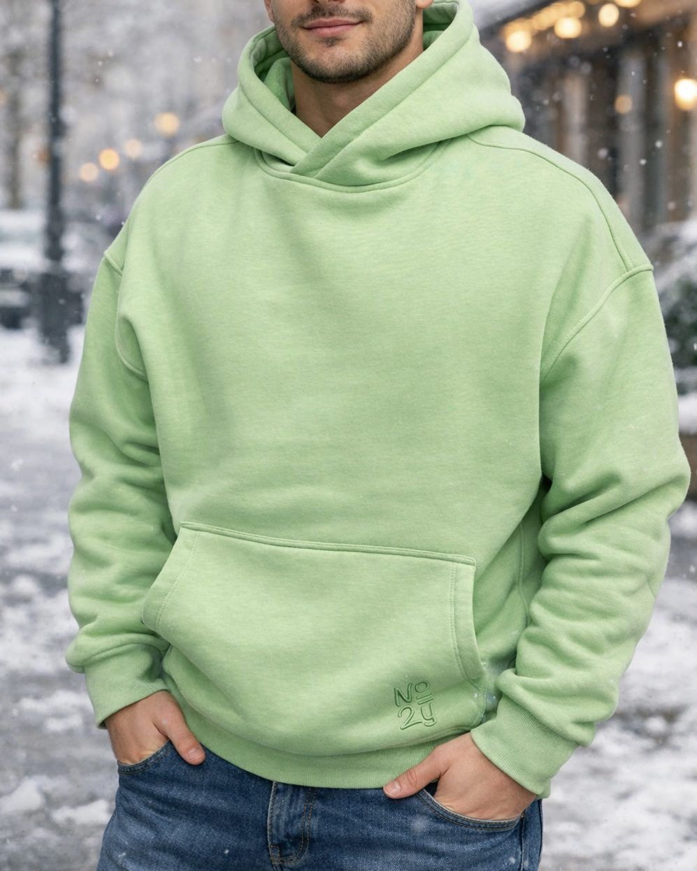 Oversized Silhouette Hoodie – Light Green 1