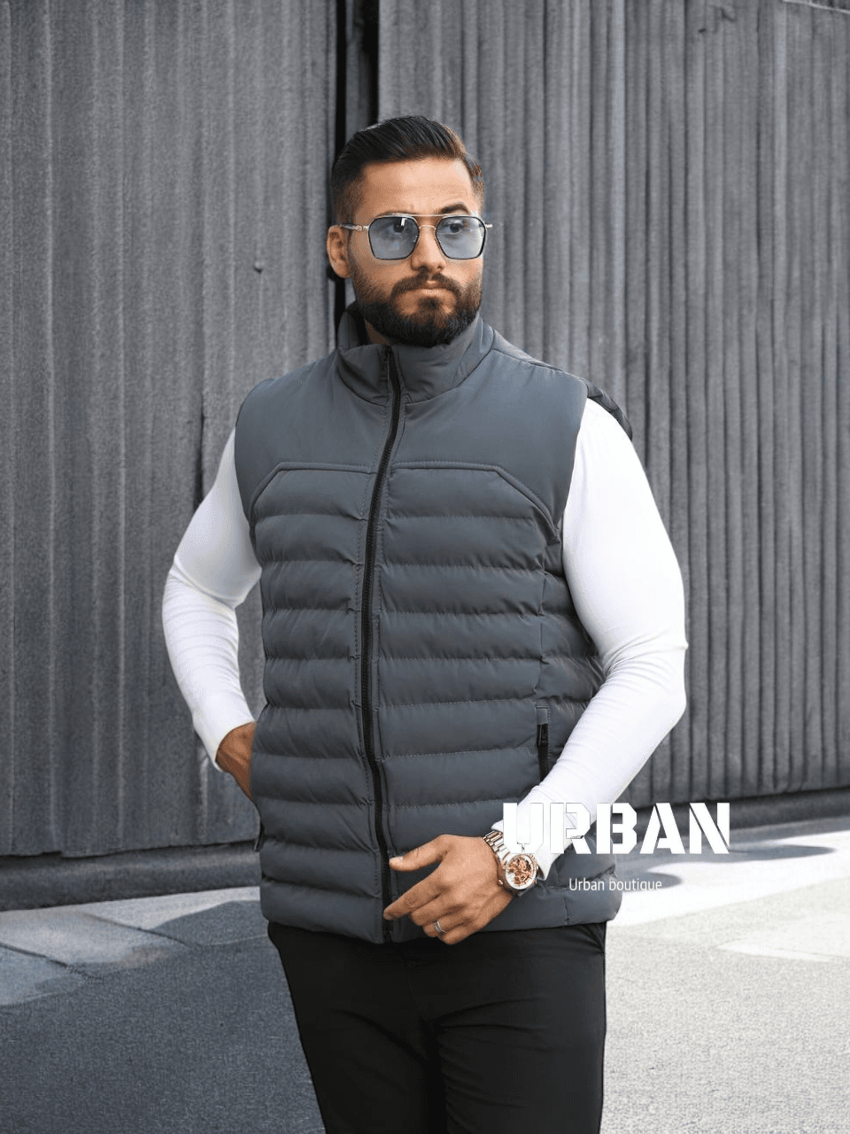 Grey Puffer Vest gallery.thumbnail 1