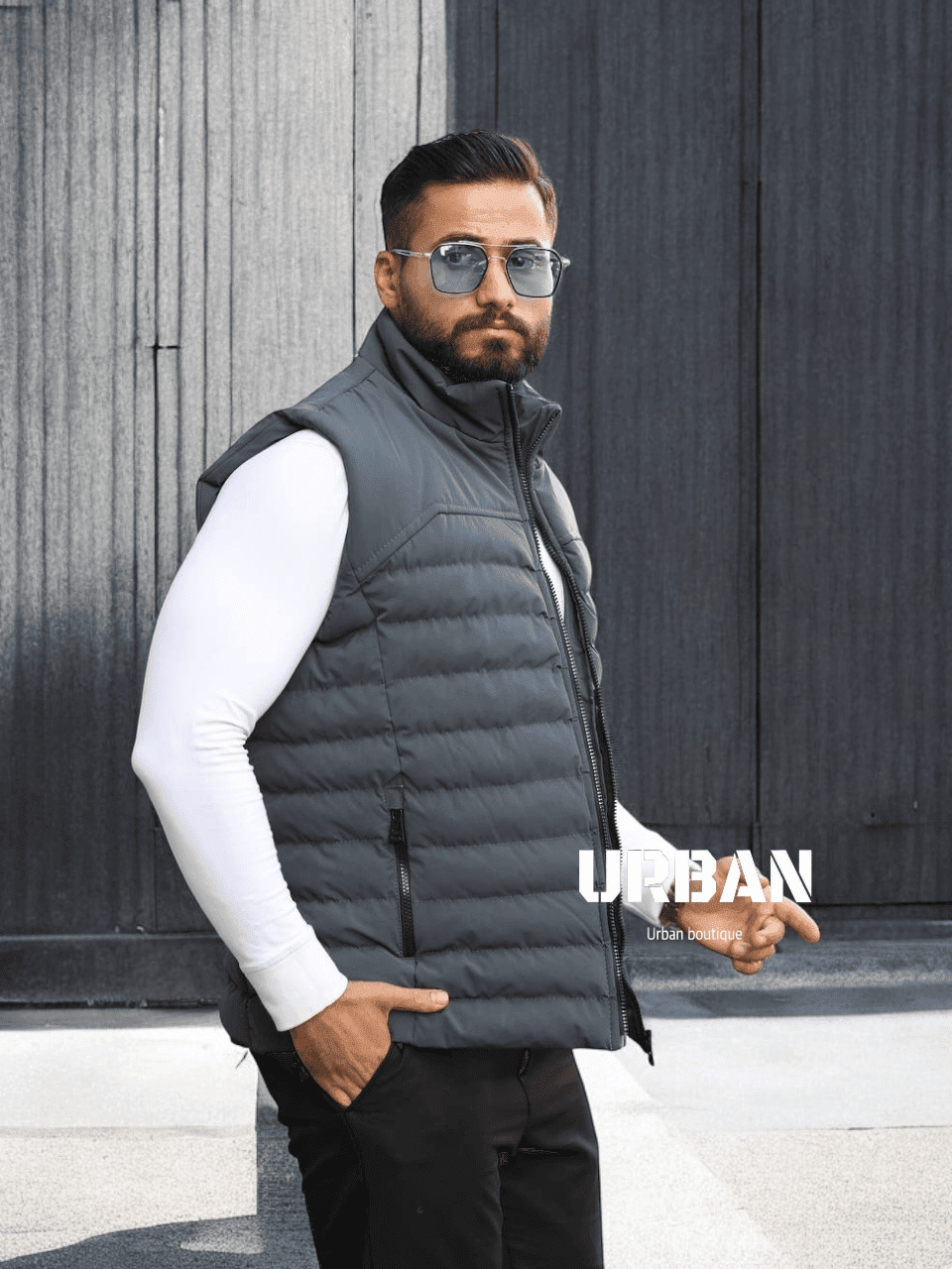 Grey Puffer Vest gallery.thumbnail 3
