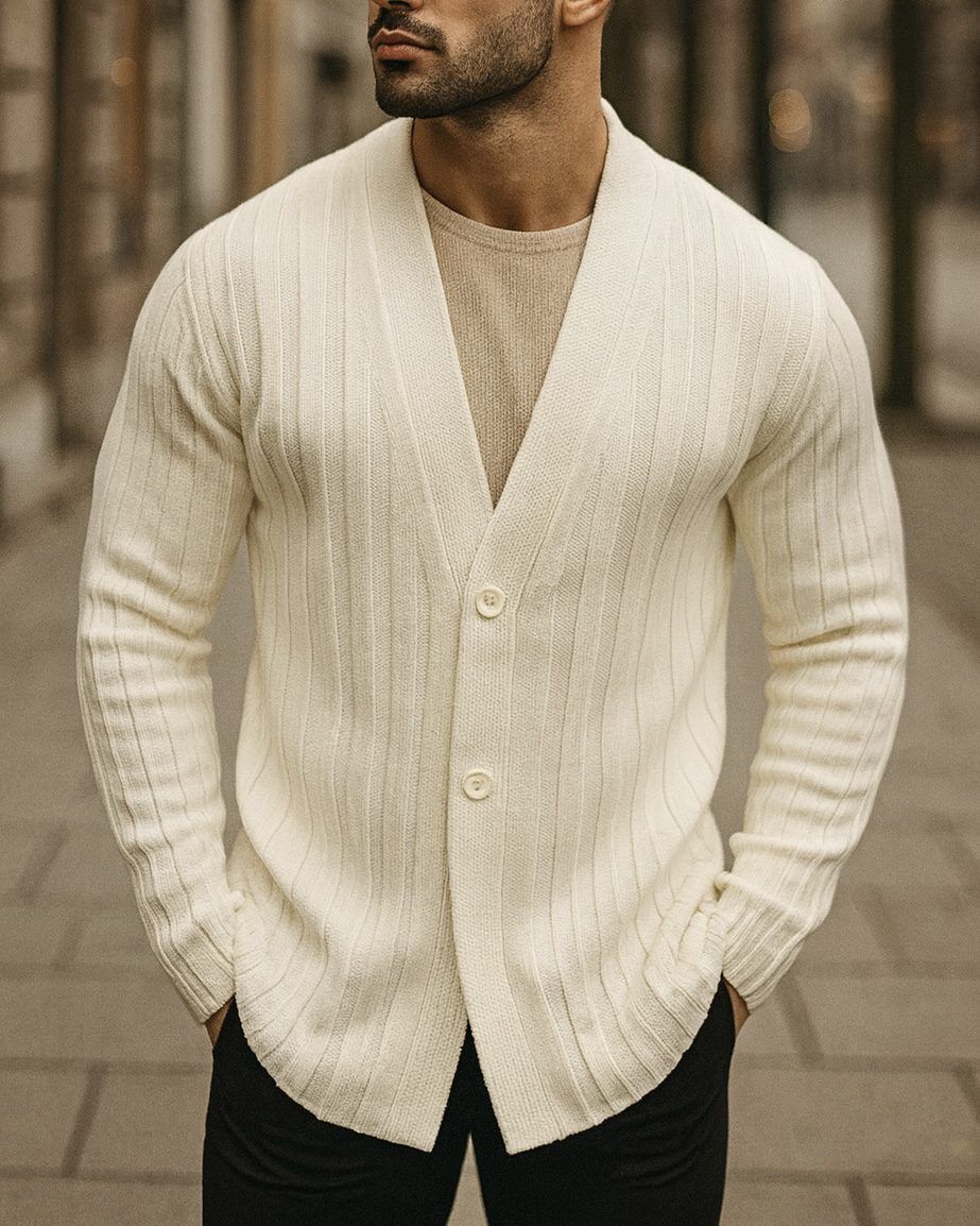 RIBBED CARDIGAN – WHITE gallery.thumbnail 1