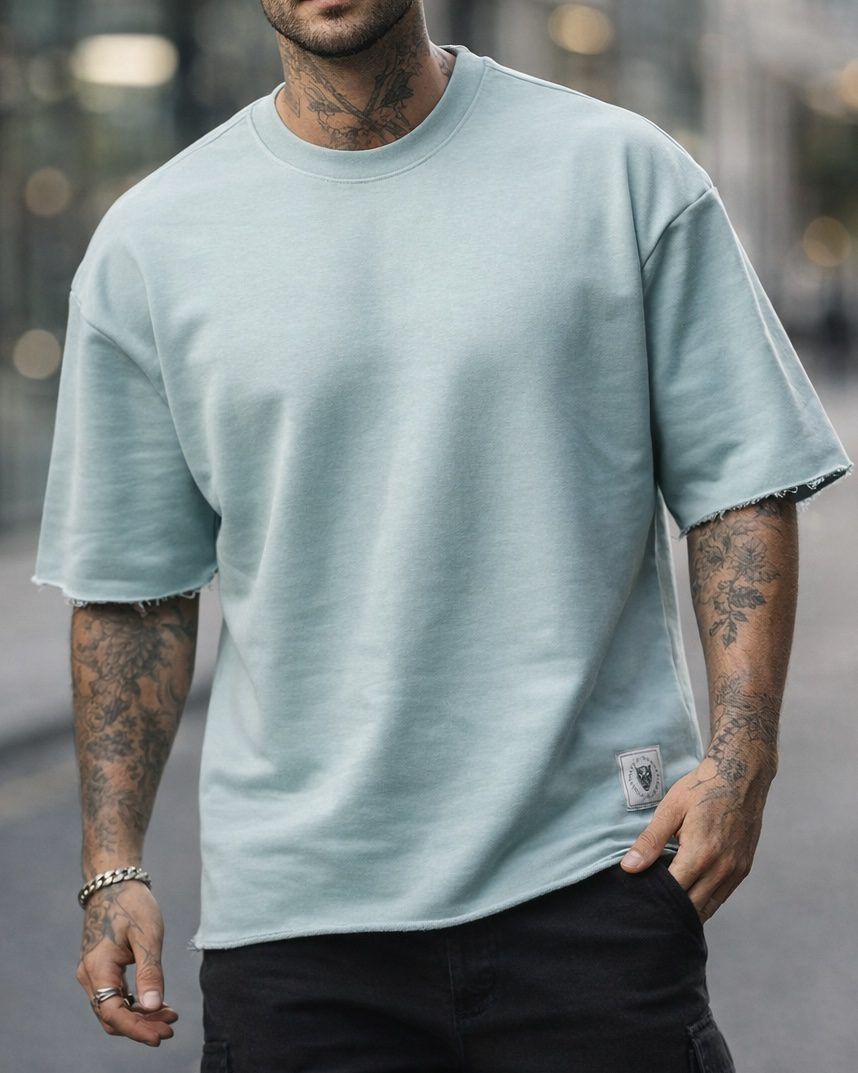 Oversized Raw Edge T-Shirt – Mint Green gallery.thumbnail 2