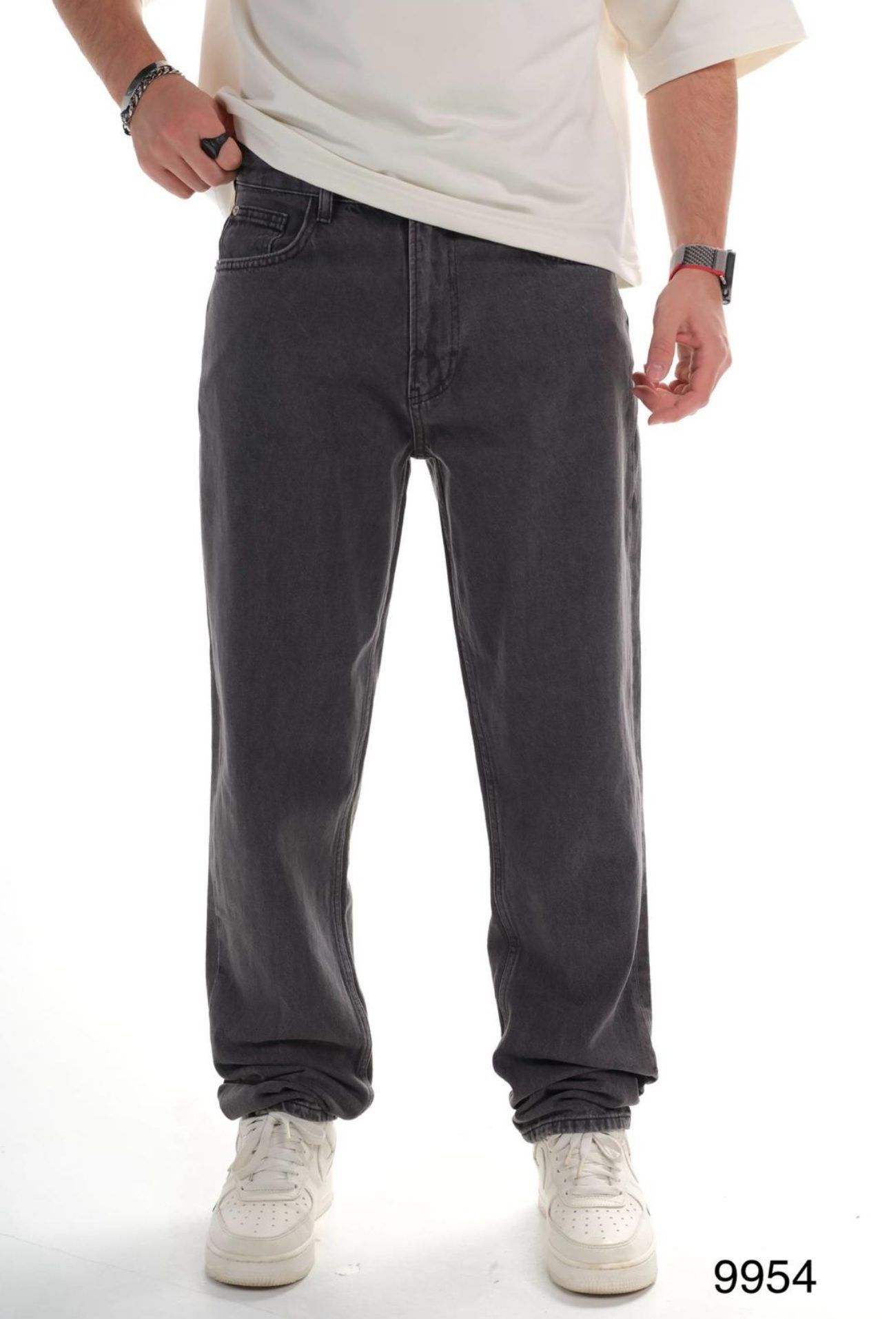 WASHED STRAIGHT FIT JEANS – CHARCOAL GREY gallery.thumbnail 1