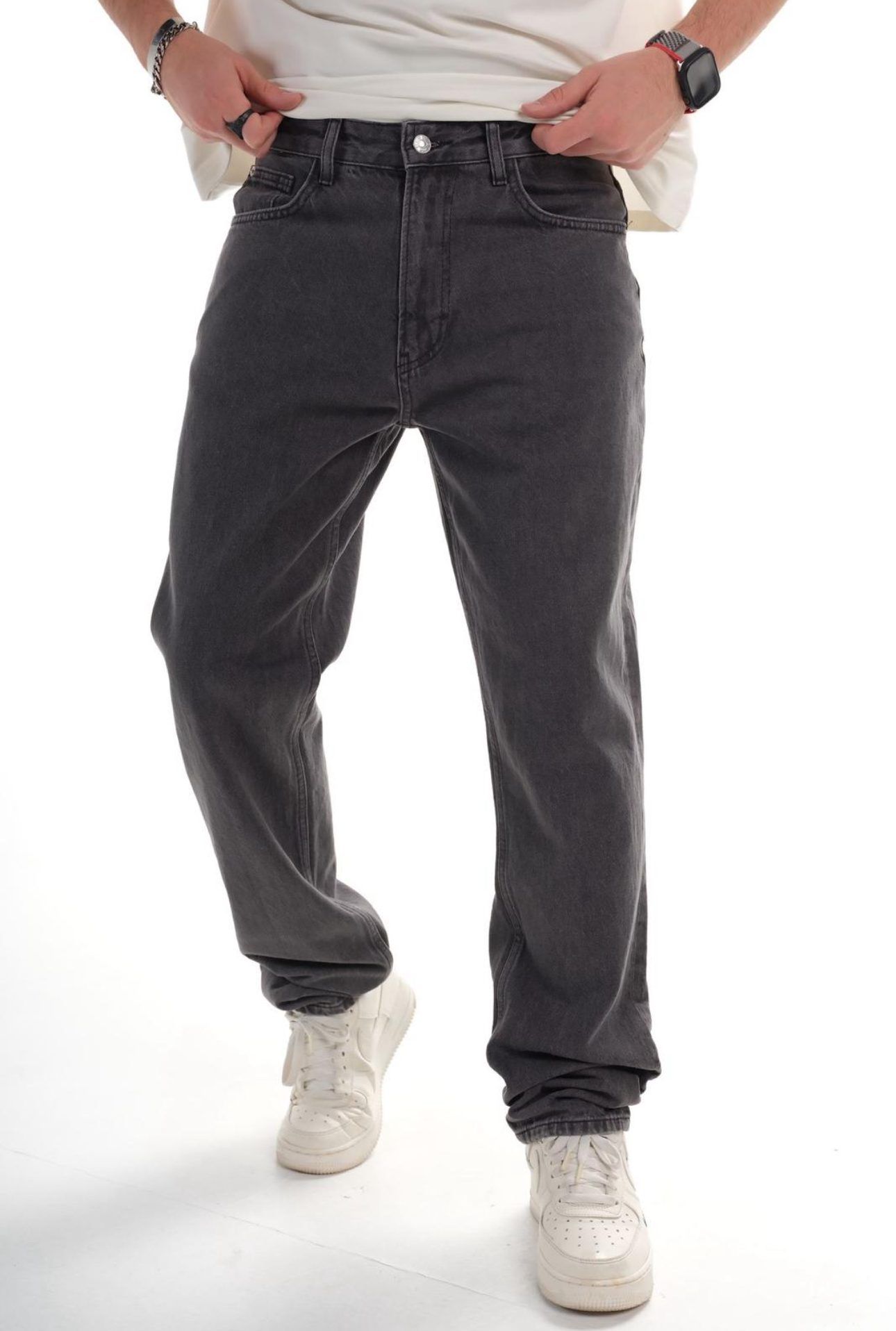 WASHED STRAIGHT FIT JEANS – CHARCOAL GREY gallery.thumbnail 2