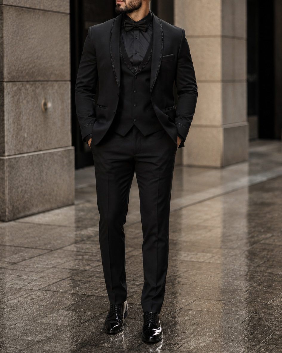 Black Stone Detail 3-Piece Tuxedo gallery.thumbnail 1