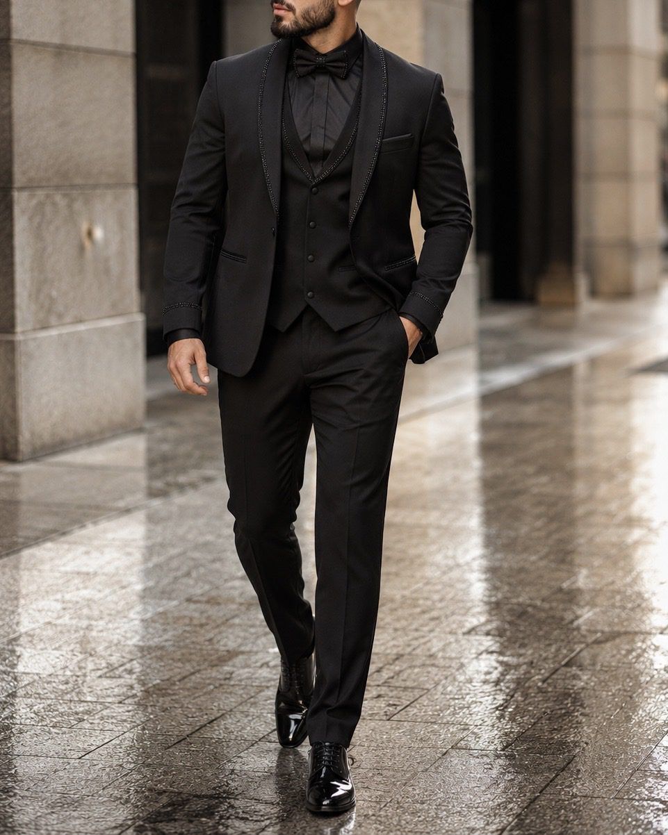 Black Stone Detail 3-Piece Tuxedo gallery.thumbnail 2