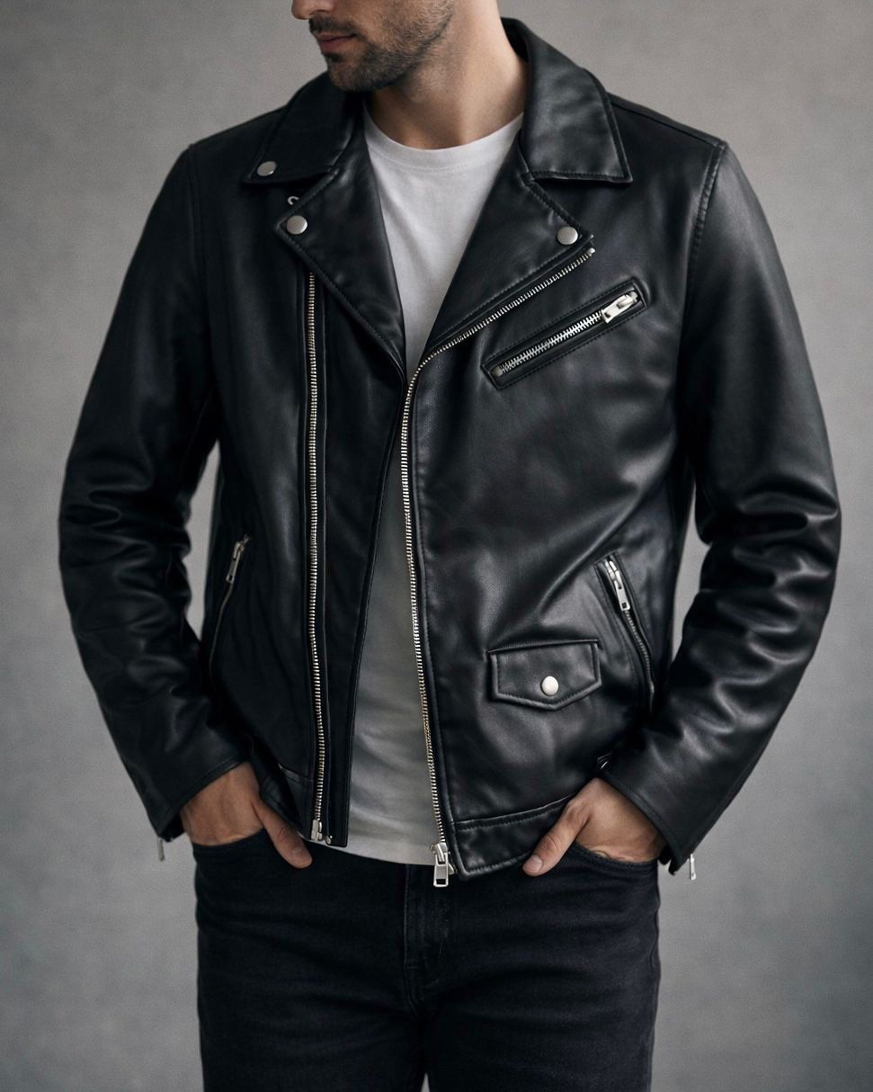 Leather Biker Jacket – Black gallery.thumbnail 2