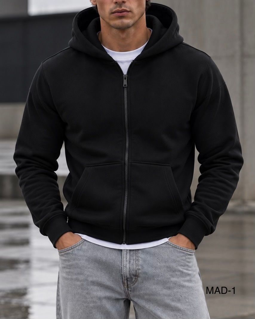 Black Clean Zip Hoodie 1