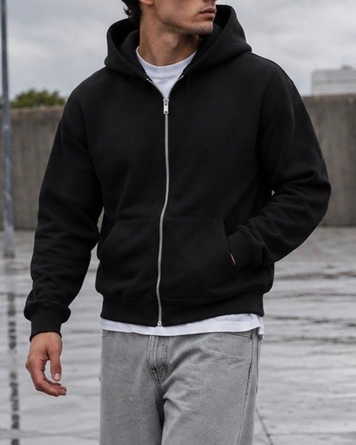 Black Clean Zip Hoodie 2