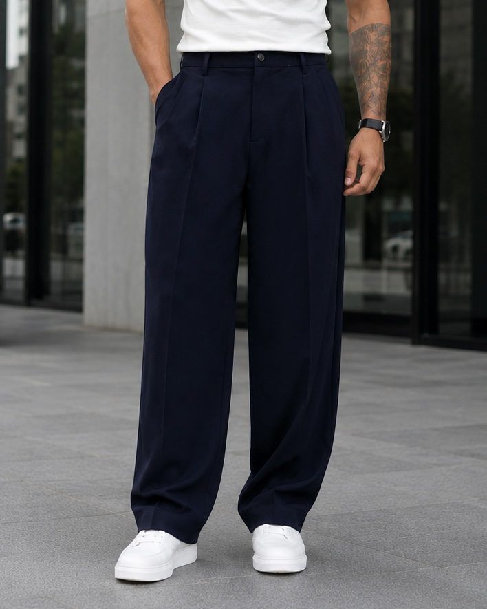 Double-Breasted Relaxed Suit – Navy Blue gallery.thumbnail 7