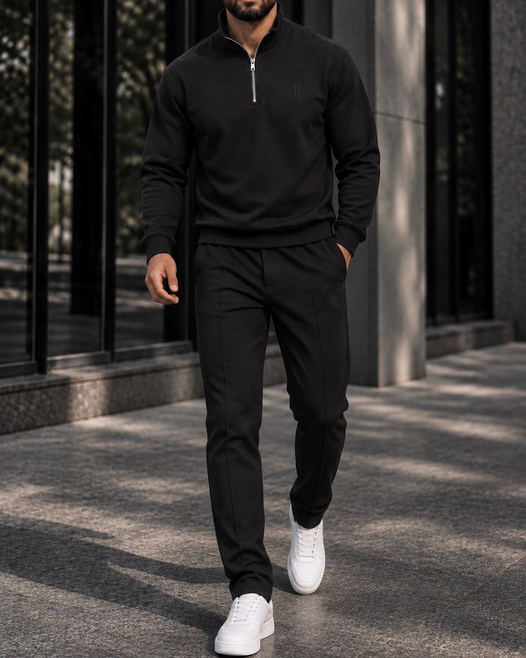Black Quarter Zip Tracksuit Set gallery.thumbnail 3