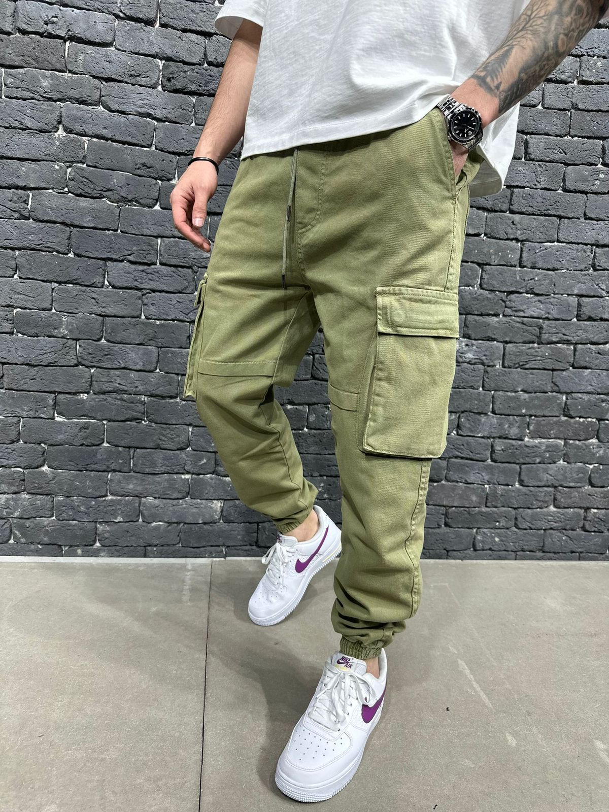 Green Utility Pocket Cargo Joggers 1