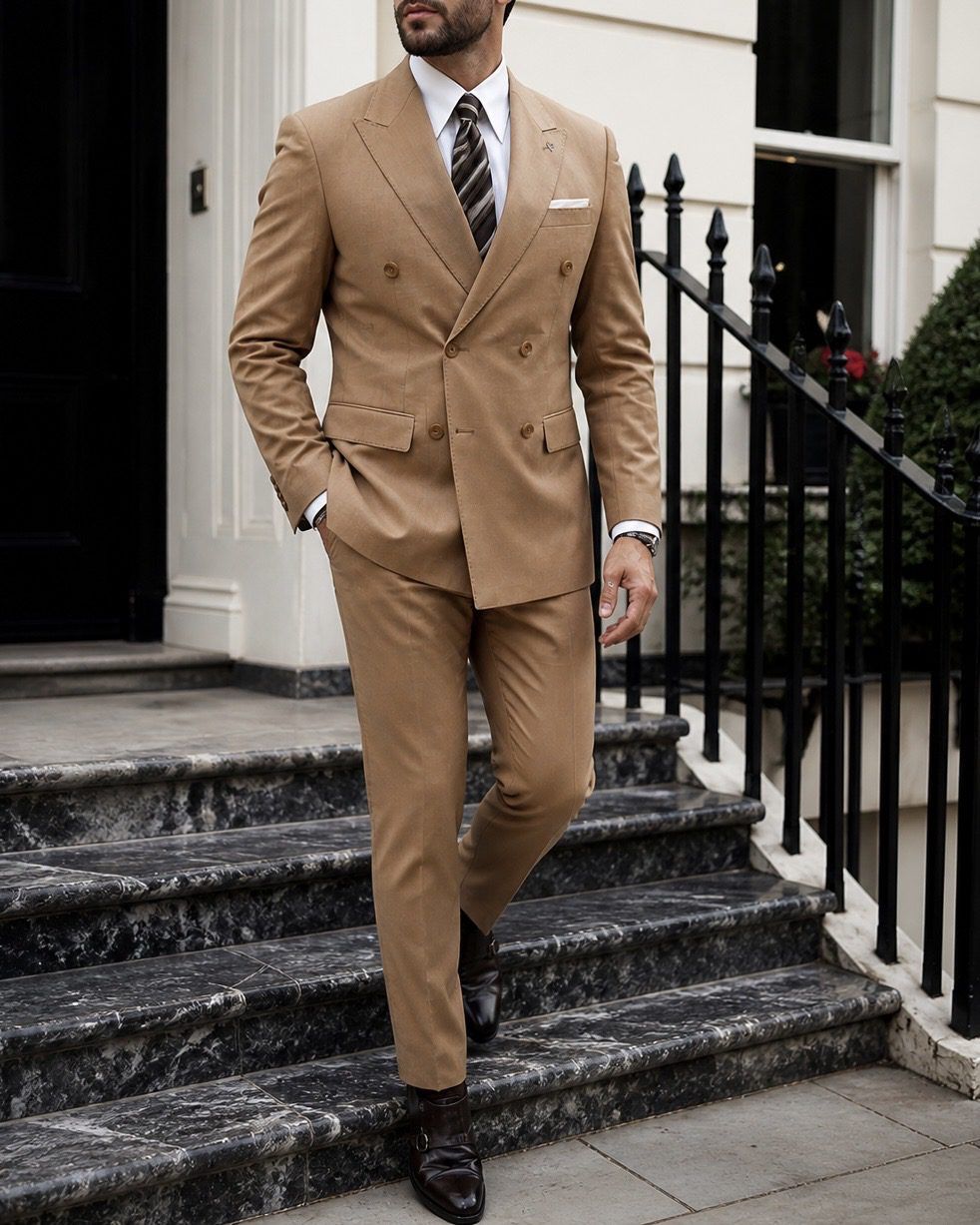 Double Breasted Suit – Camel gallery.thumbnail 2