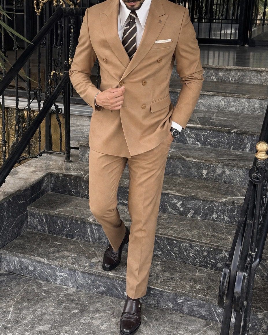 Double Breasted Suit – Camel gallery.thumbnail 3