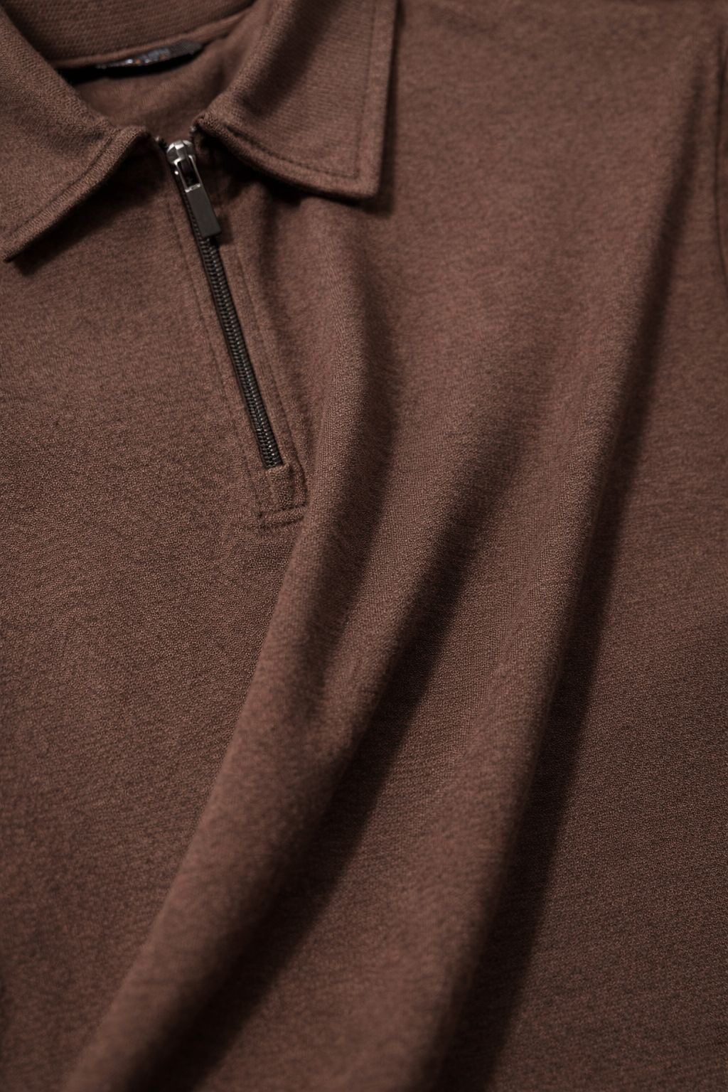 Brown Zip Polo Shirt gallery.thumbnail 2
