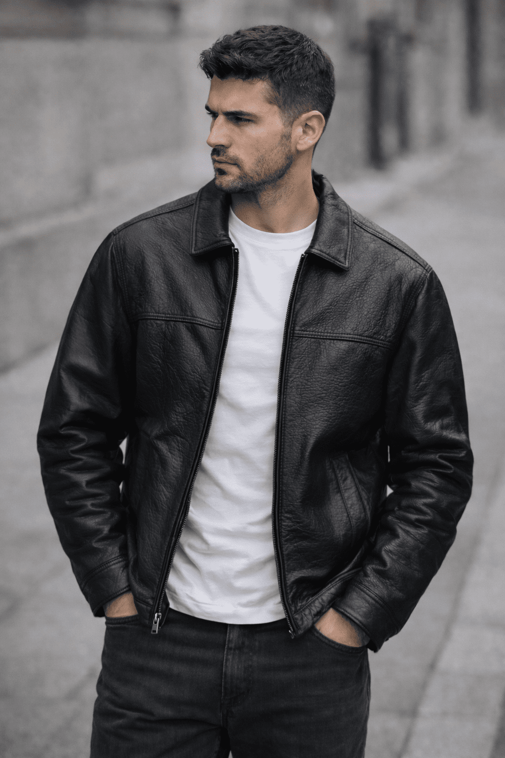 Urban Essential Faux Leather Jacket – Black gallery.thumbnail 3