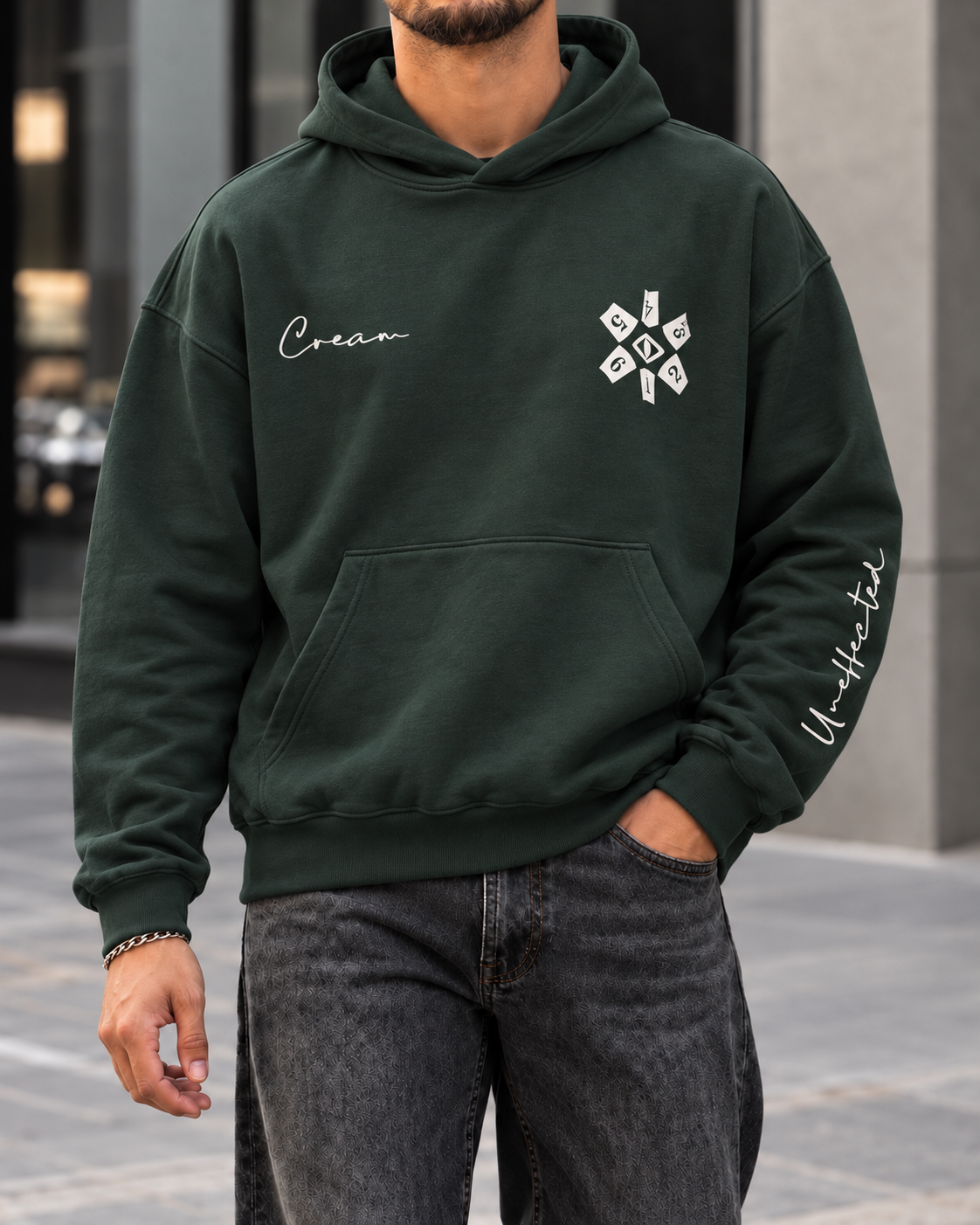 Dark Green Silence Graphic Hoodie gallery.thumbnail 1